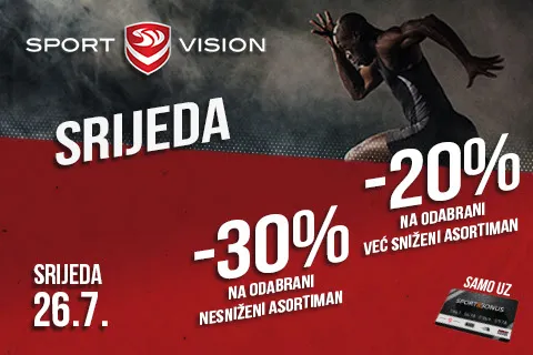 JOŠ JEDNA SRIJEDA U MJESECU DONOSI NAJBOLJE POPUSTE U SPORT VISION TRGOVINAMA